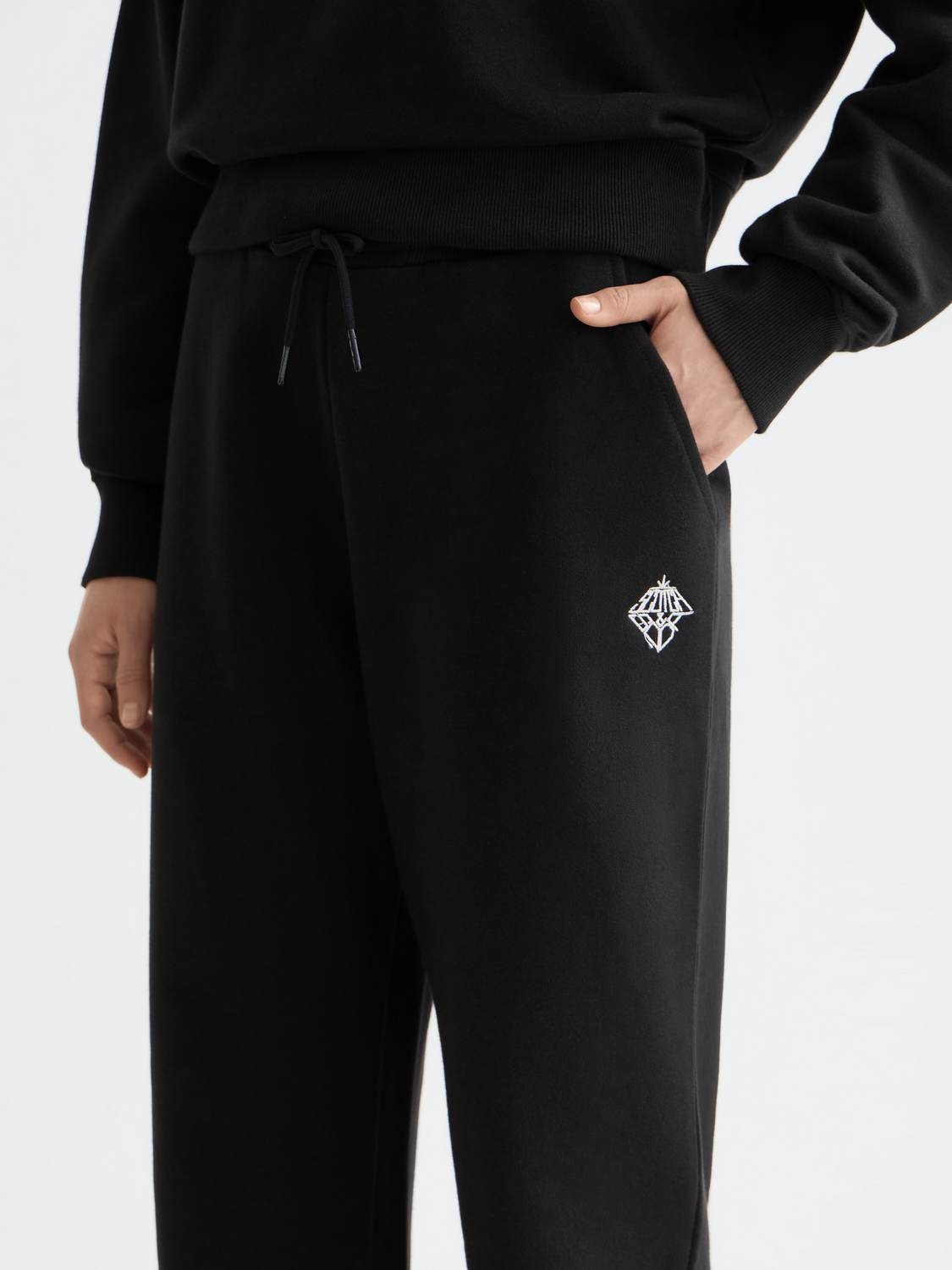 Artwork wide leg sweatpants - BLACK