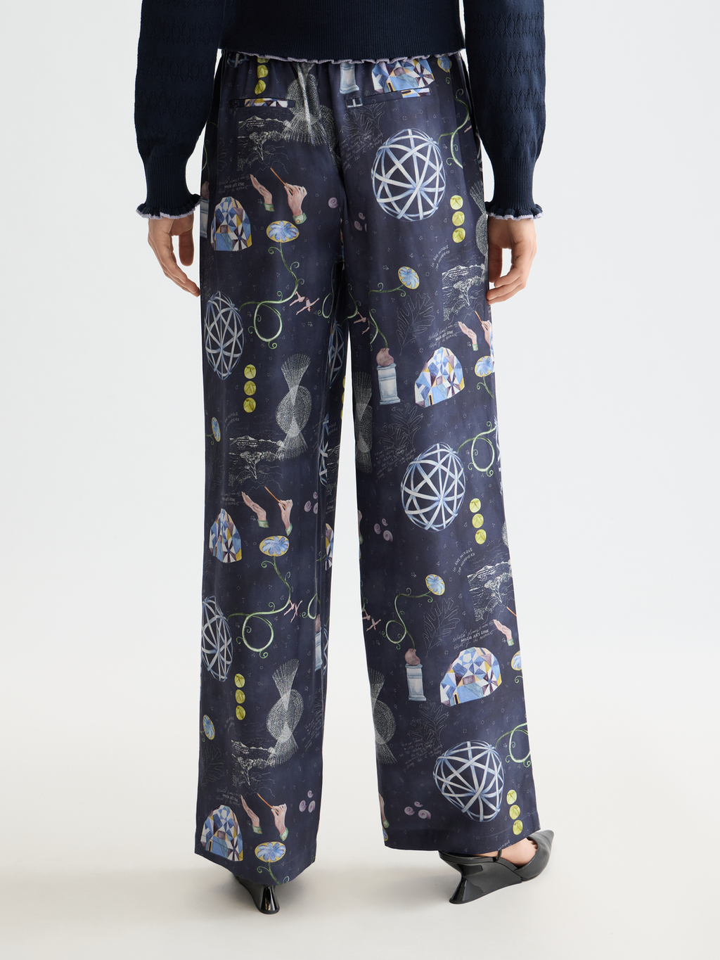 Gia Mid rise wide leg elasticated trousers