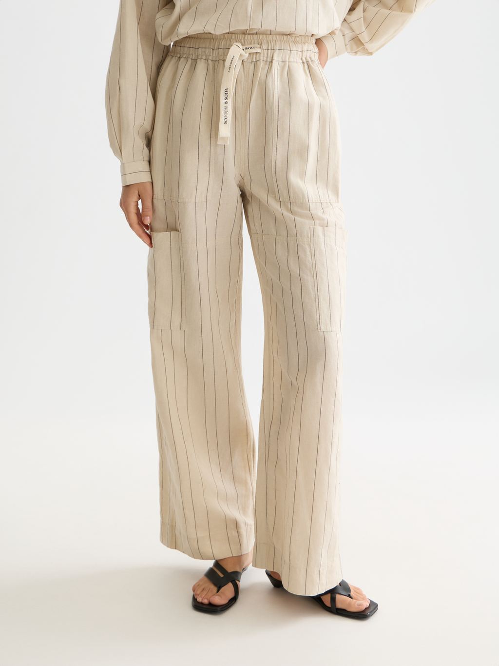 Noa - Linen high-rise wide-leg relaxed pull on pants