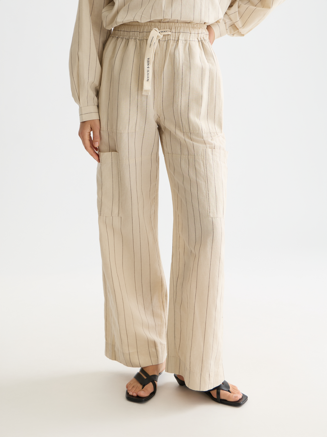 Noa - Linen high-rise wide-leg relaxed pull on pants