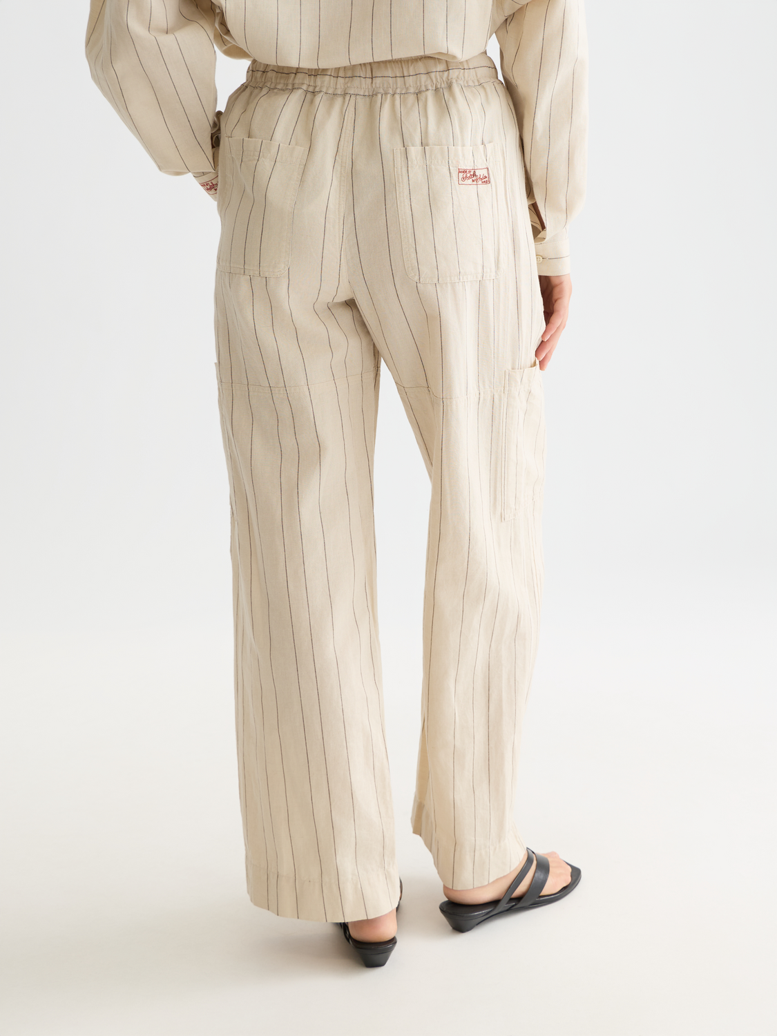 Noa - Linen high-rise wide-leg relaxed pull on pants