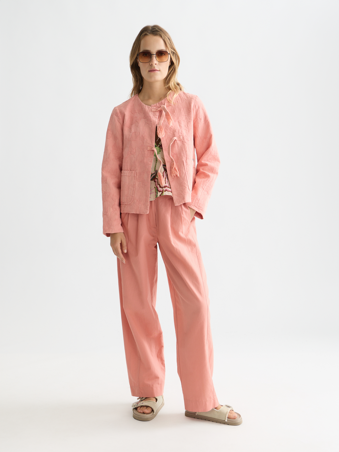 Quinn - mid rise wide leg linen cotton pants