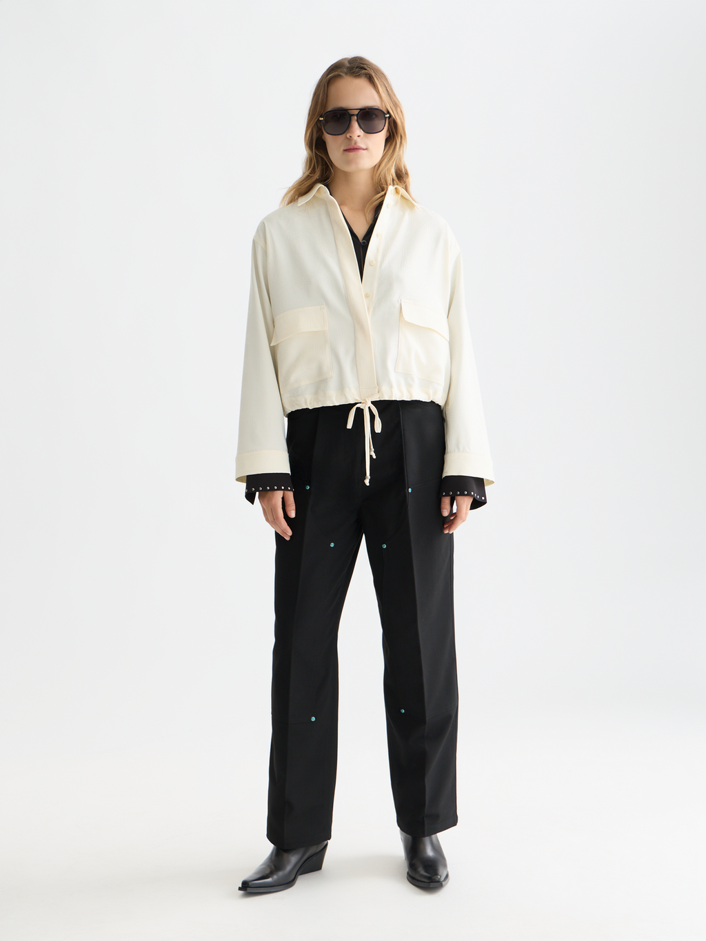 Raine - Studded high rise wide leg pants