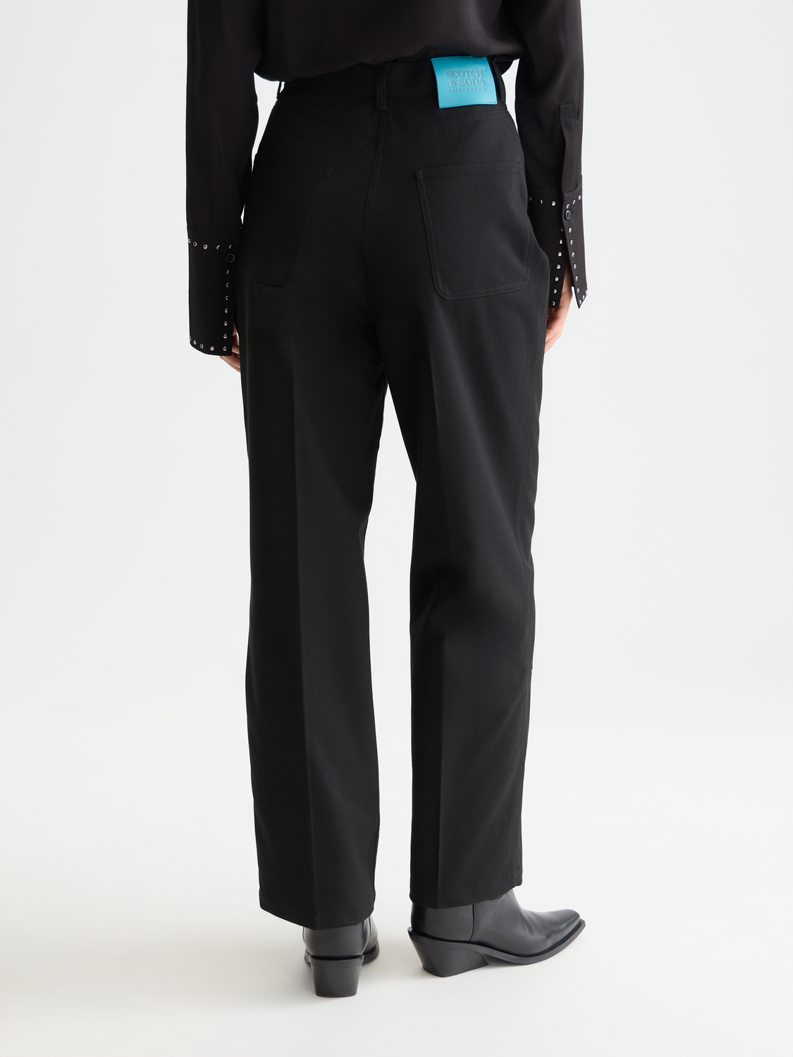 Raine - Studded high rise wide leg pants