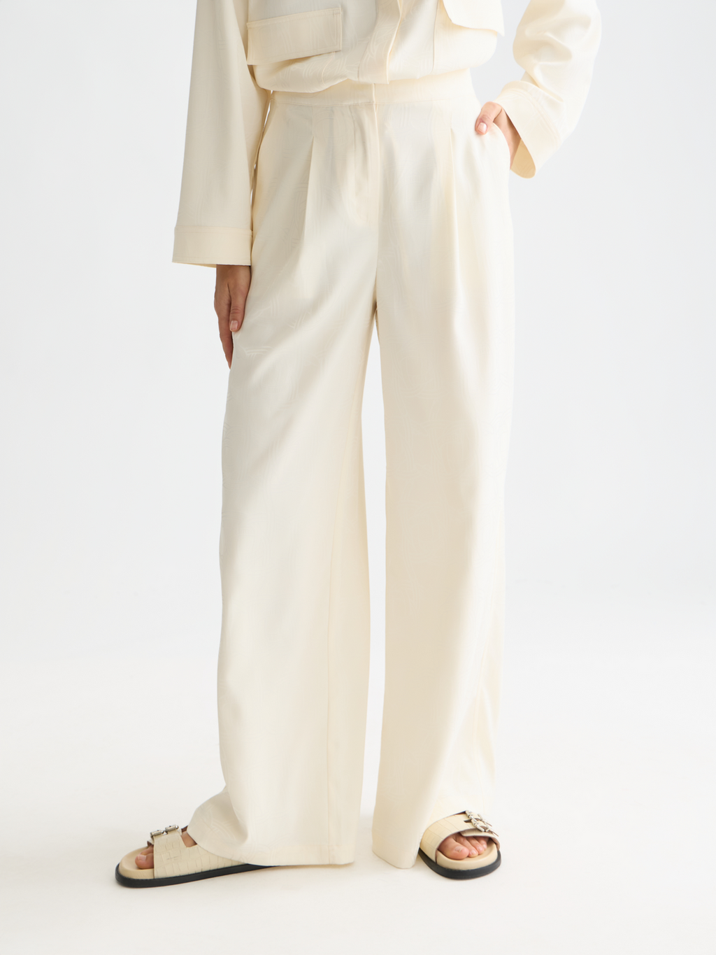 Eleni jaquard high rise wide leg pants