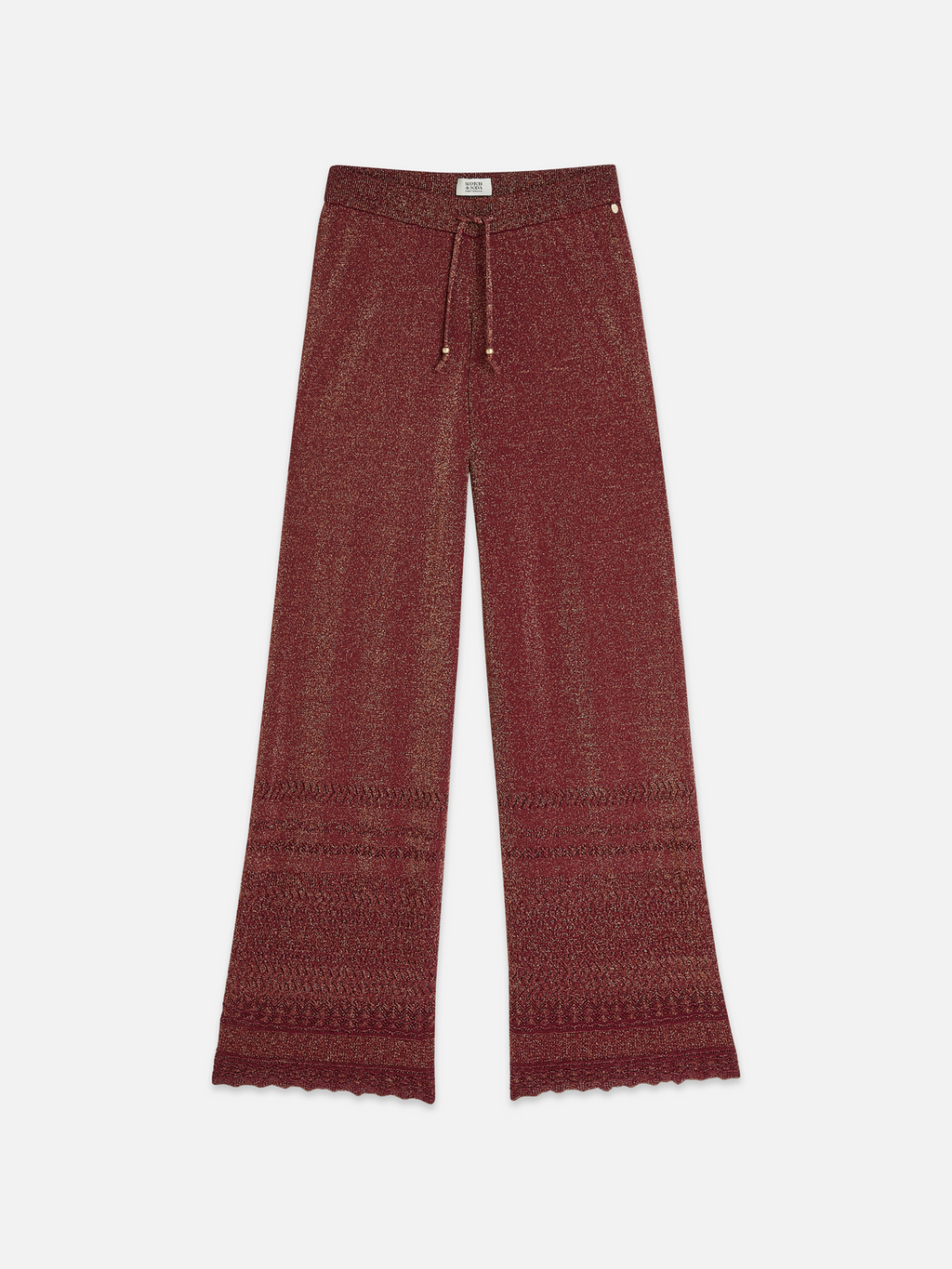 Metallic pointelle knitted trousers