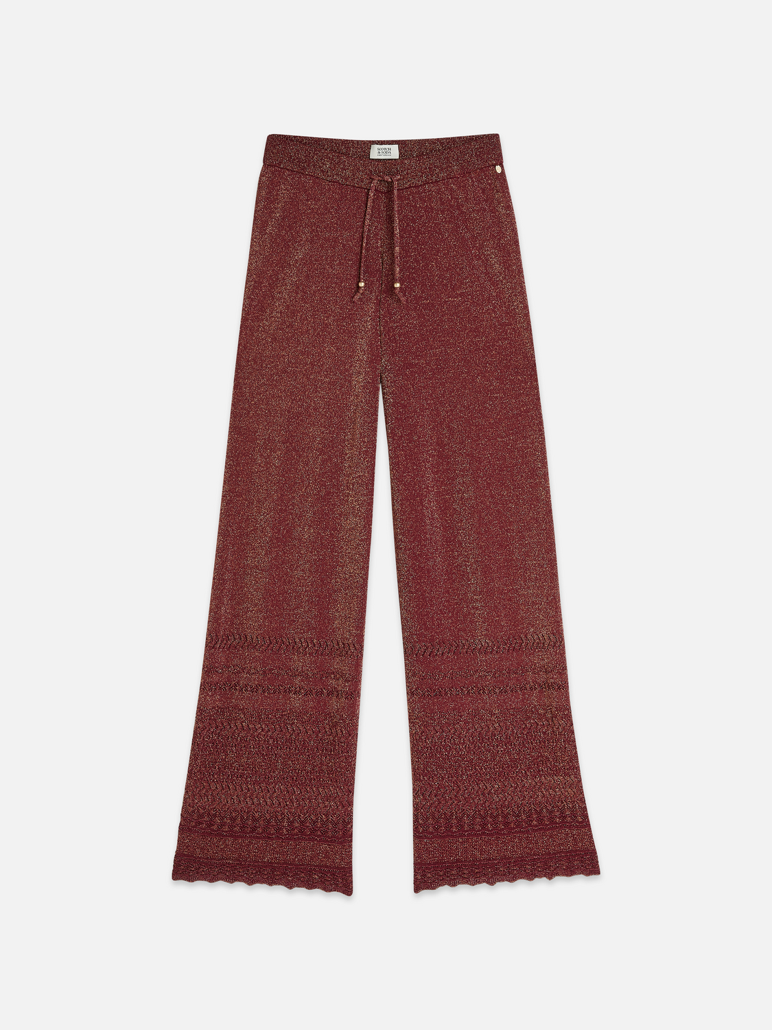 Metallic pointelle knitted trousers
