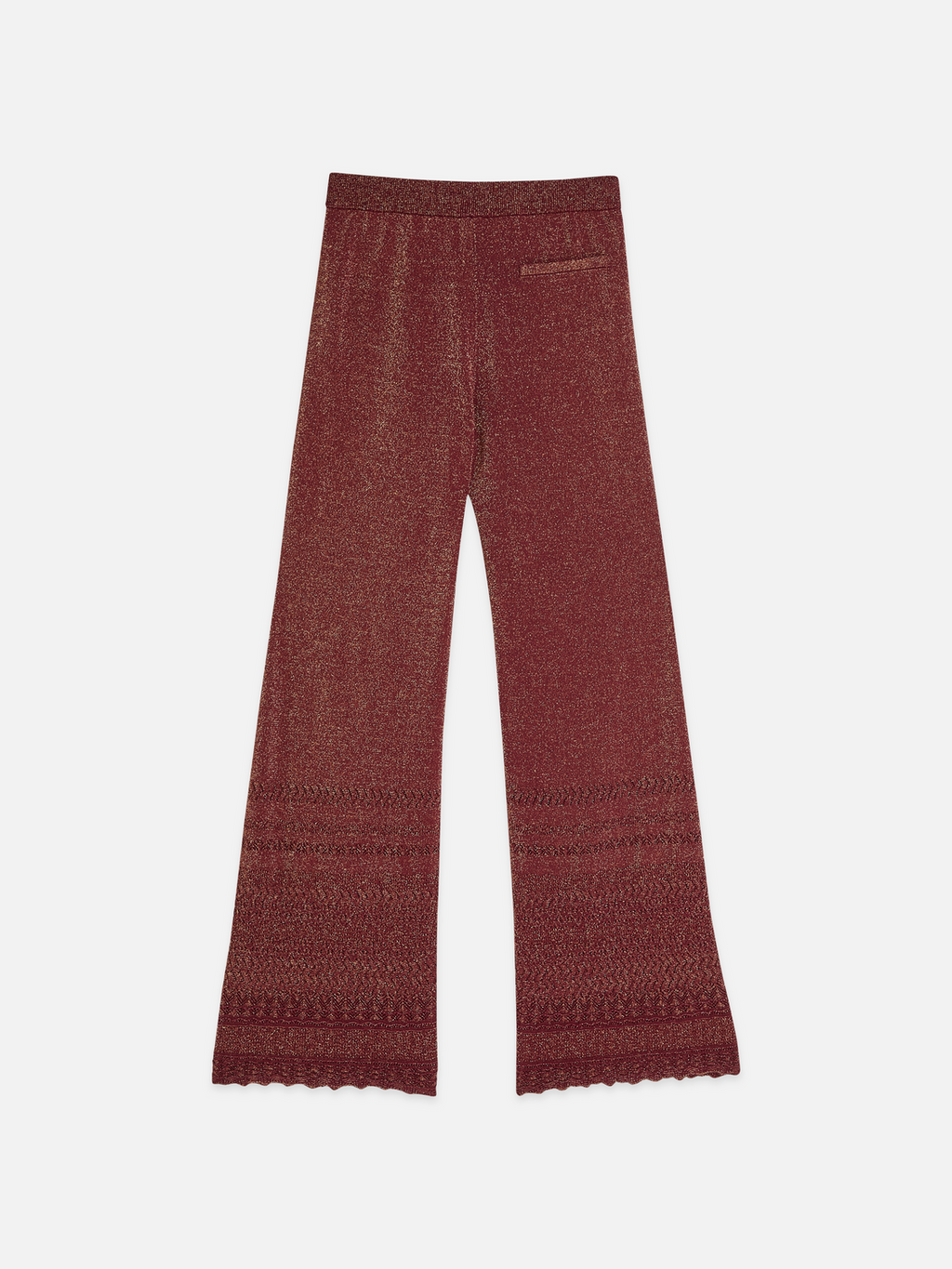 Metallic pointelle knitted trousers