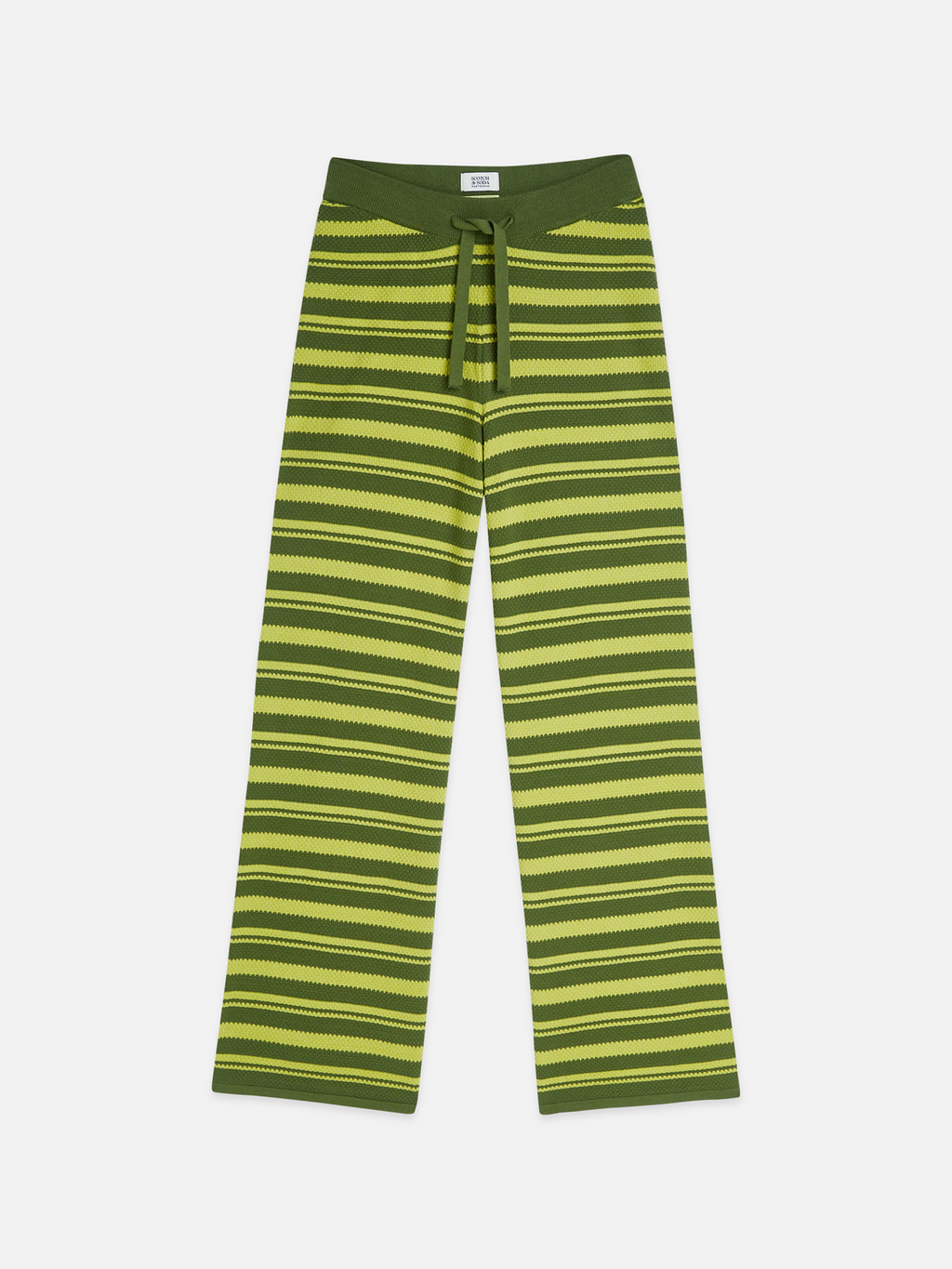 Textured stripe knitted trousers