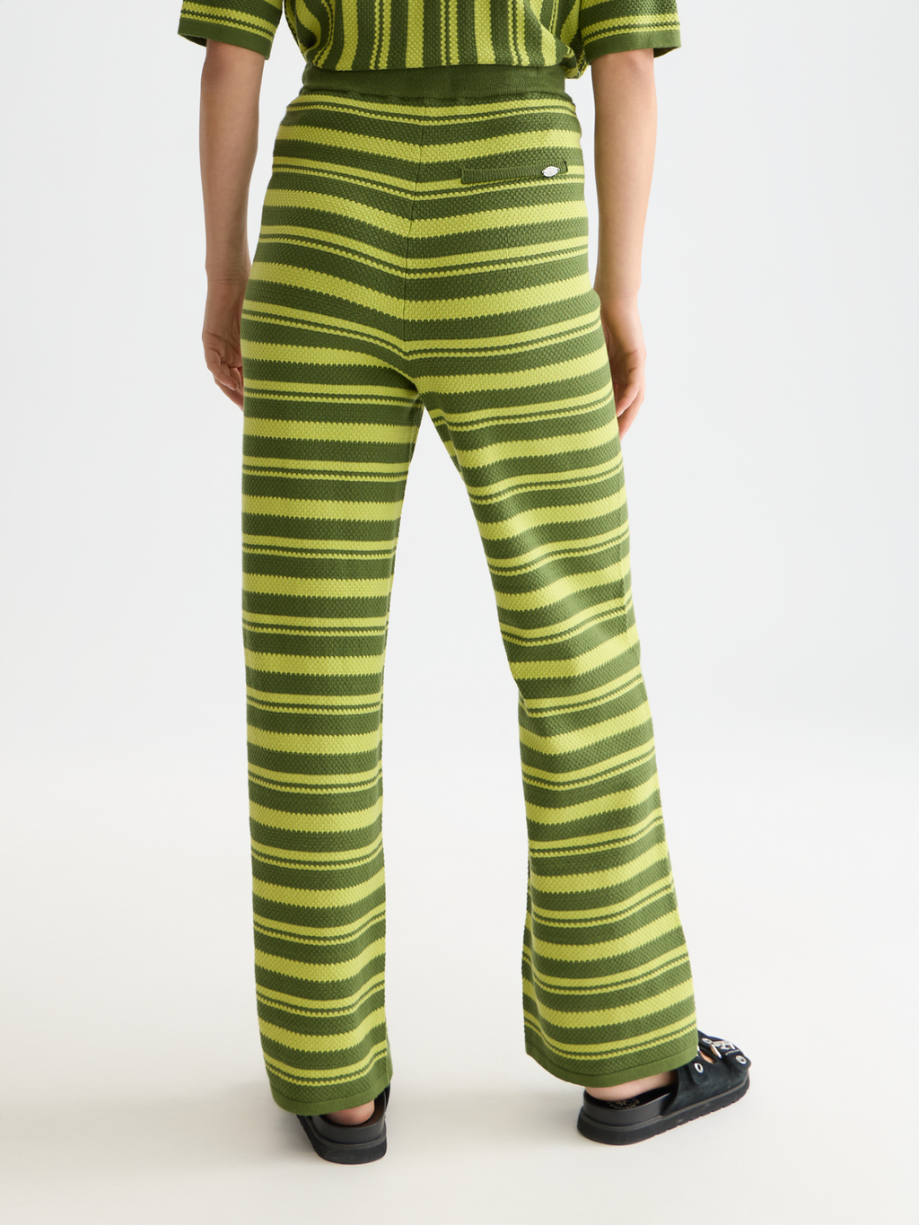 Textured stripe knitted trousers