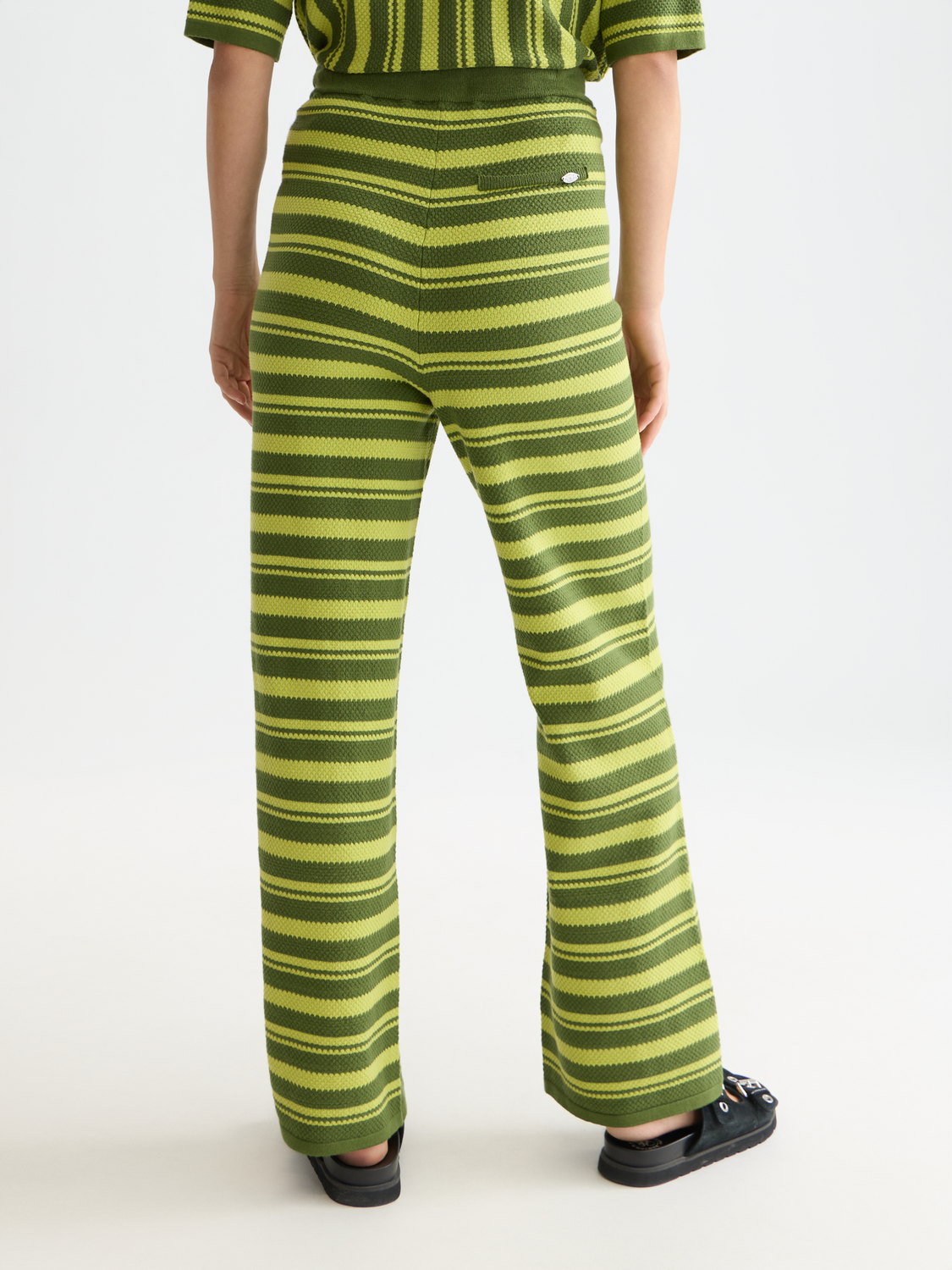 Textured stripe knitted trousers