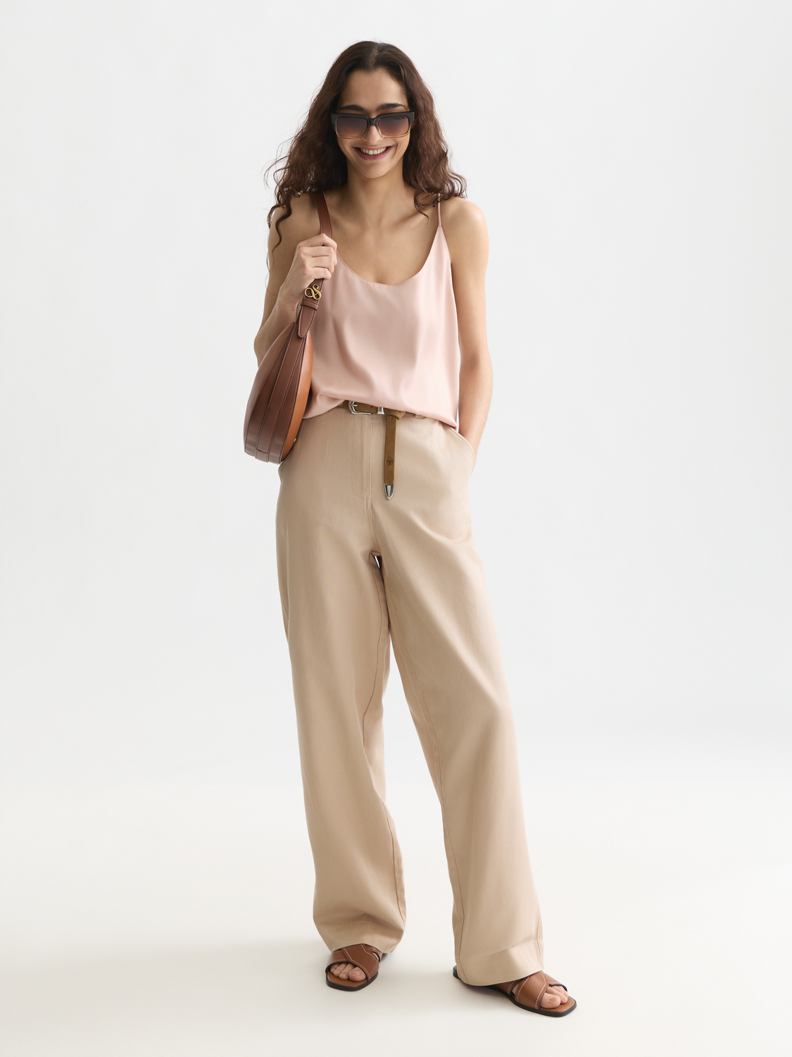 Cleo high-rise wide-leg workwear pants