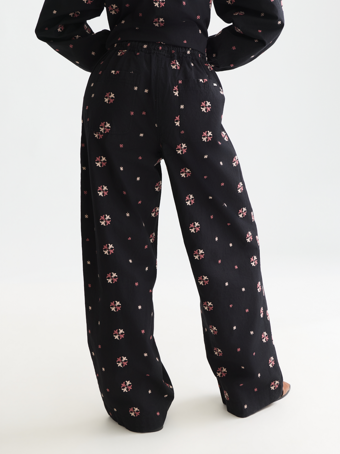Noa high-rise wide-leg embroidered pants