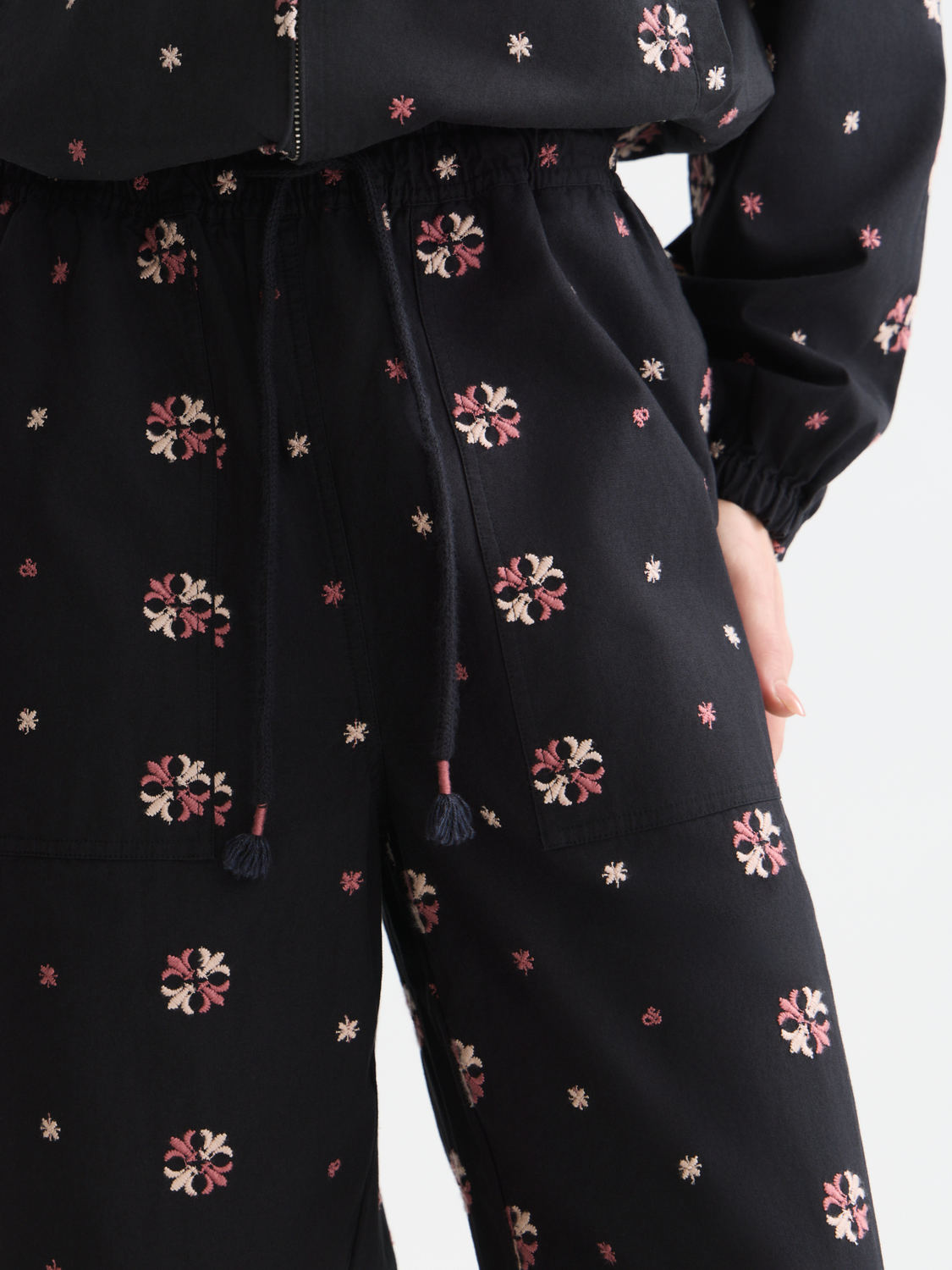 Noa high-rise wide-leg embroidered pants