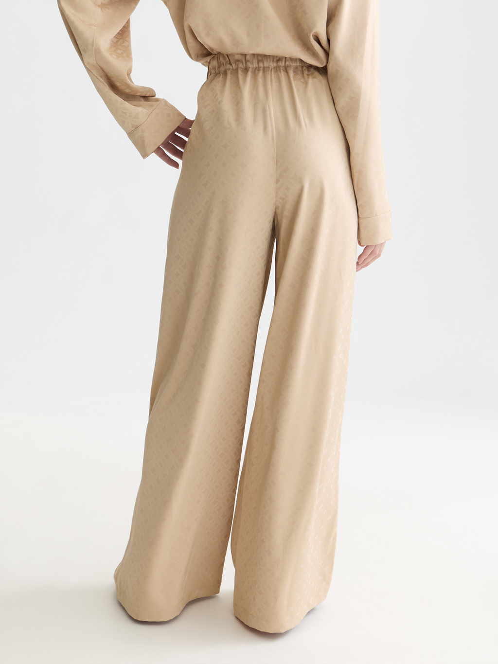 Eleni - high-rise wide-leg jacquard pants