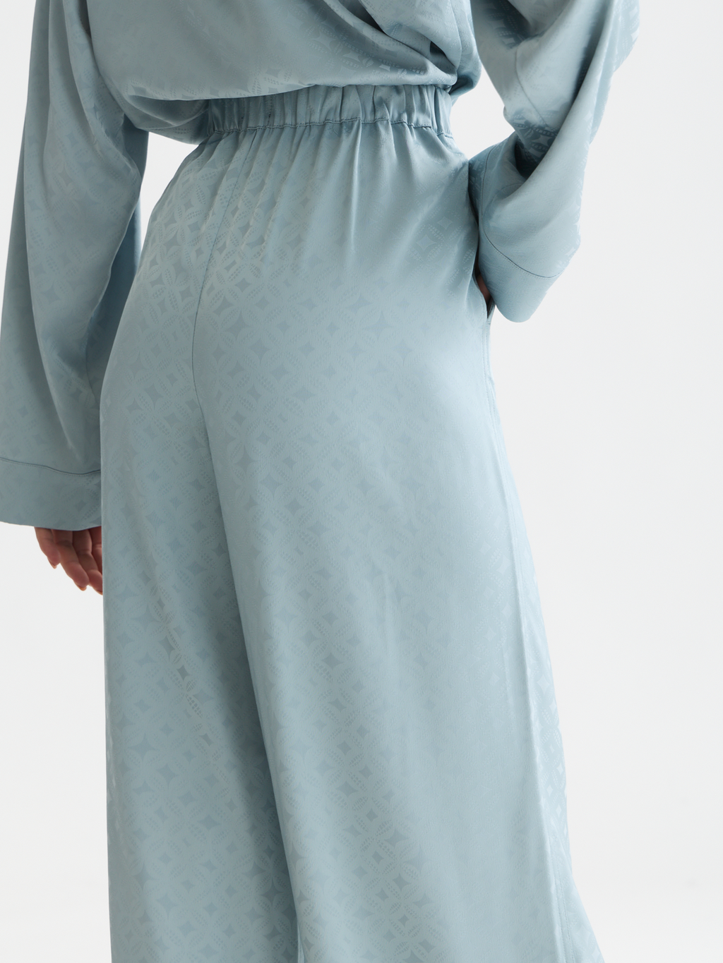 Eleni - high-rise wide-leg jacquard pants