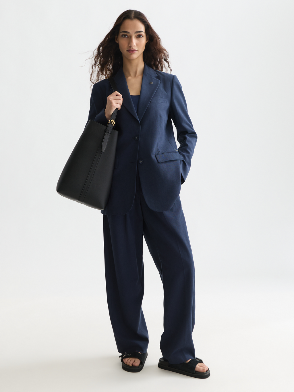 Quinn mid-rise wide-leg gabardine pants