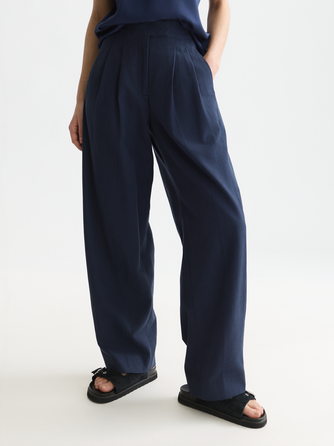 Quinn mid-rise wide-leg gabardine pants