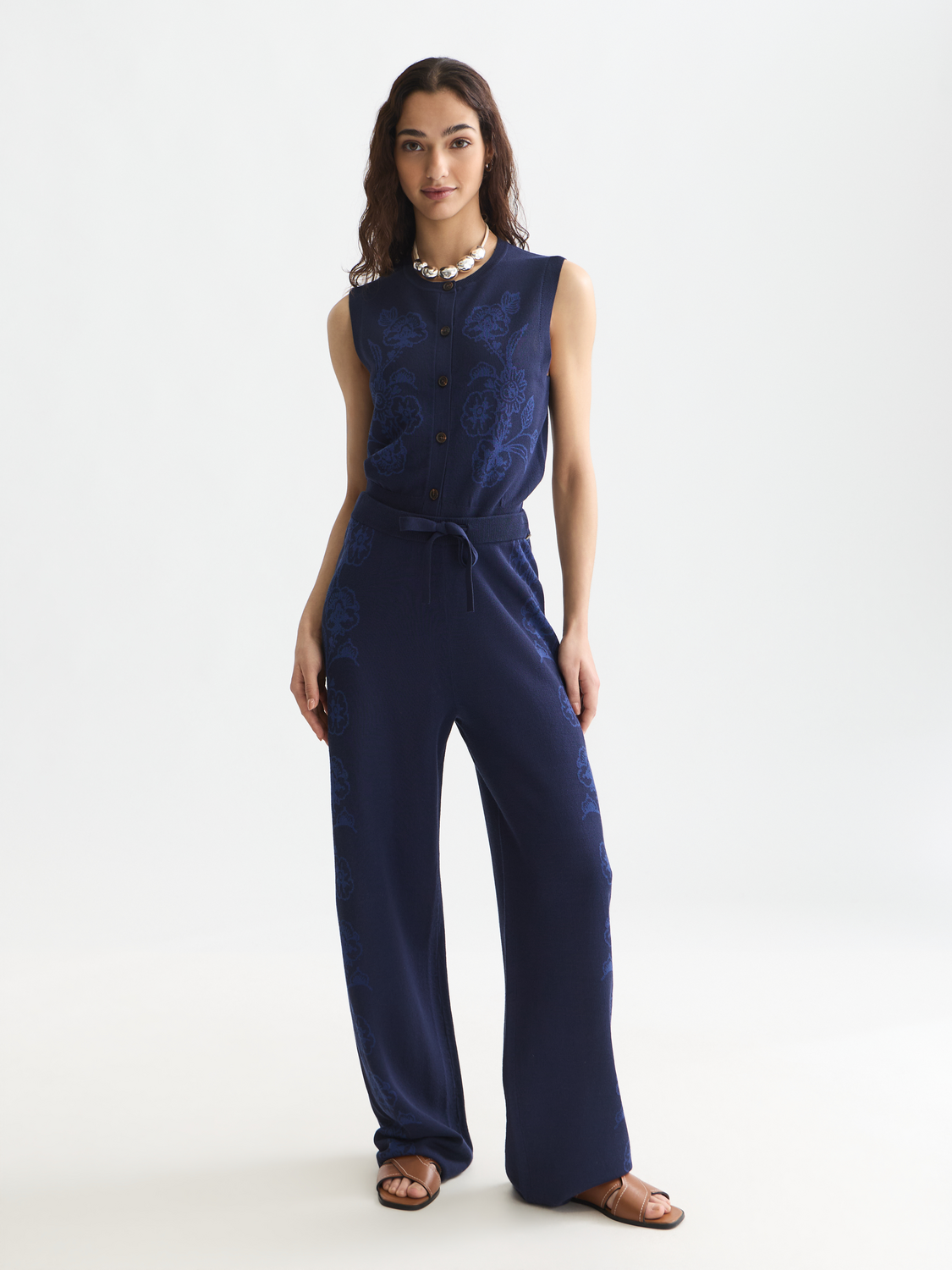 Jacquard knitted relaxed trousers