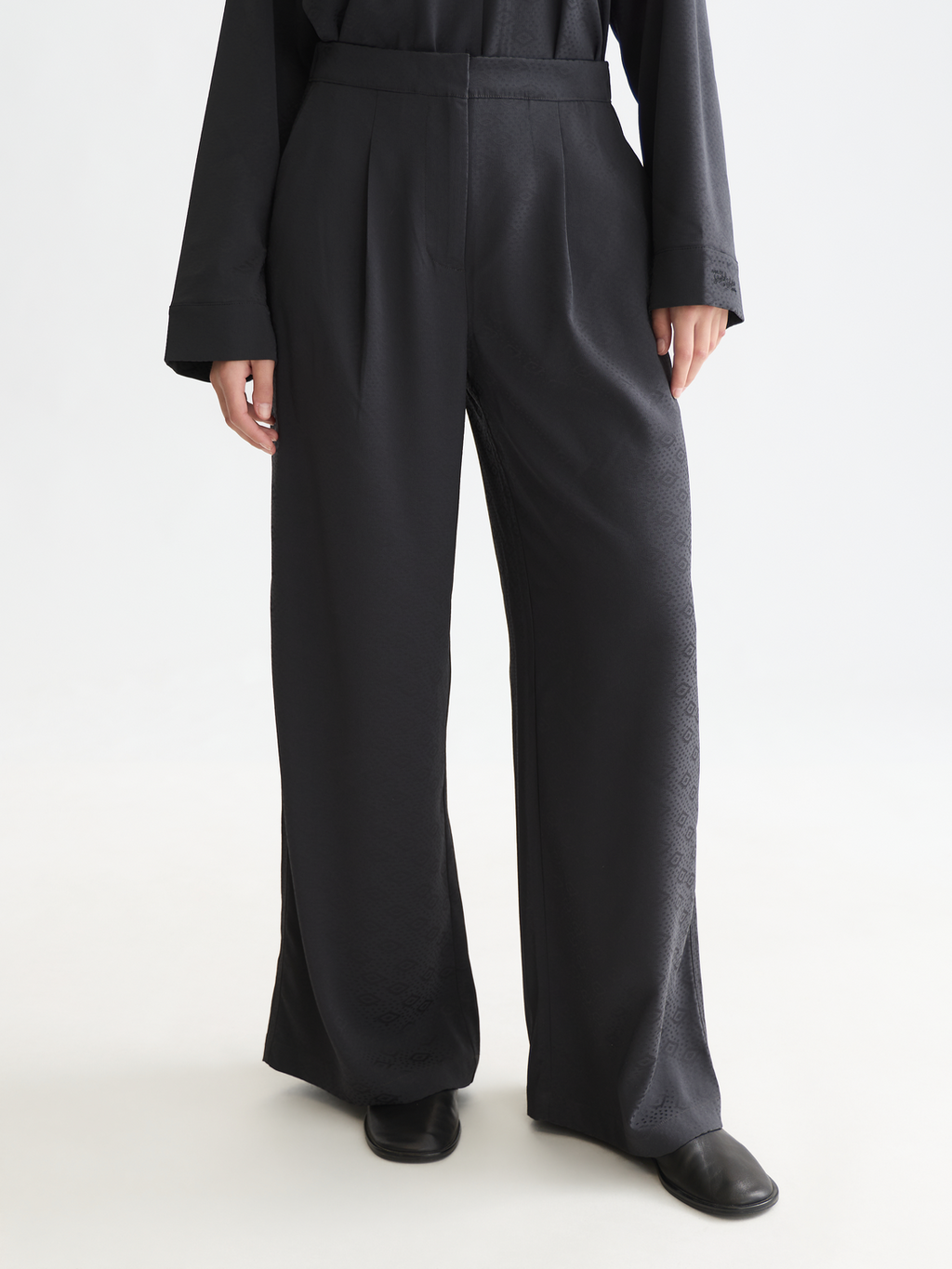 Eleni high rise wide leg jacquard pant