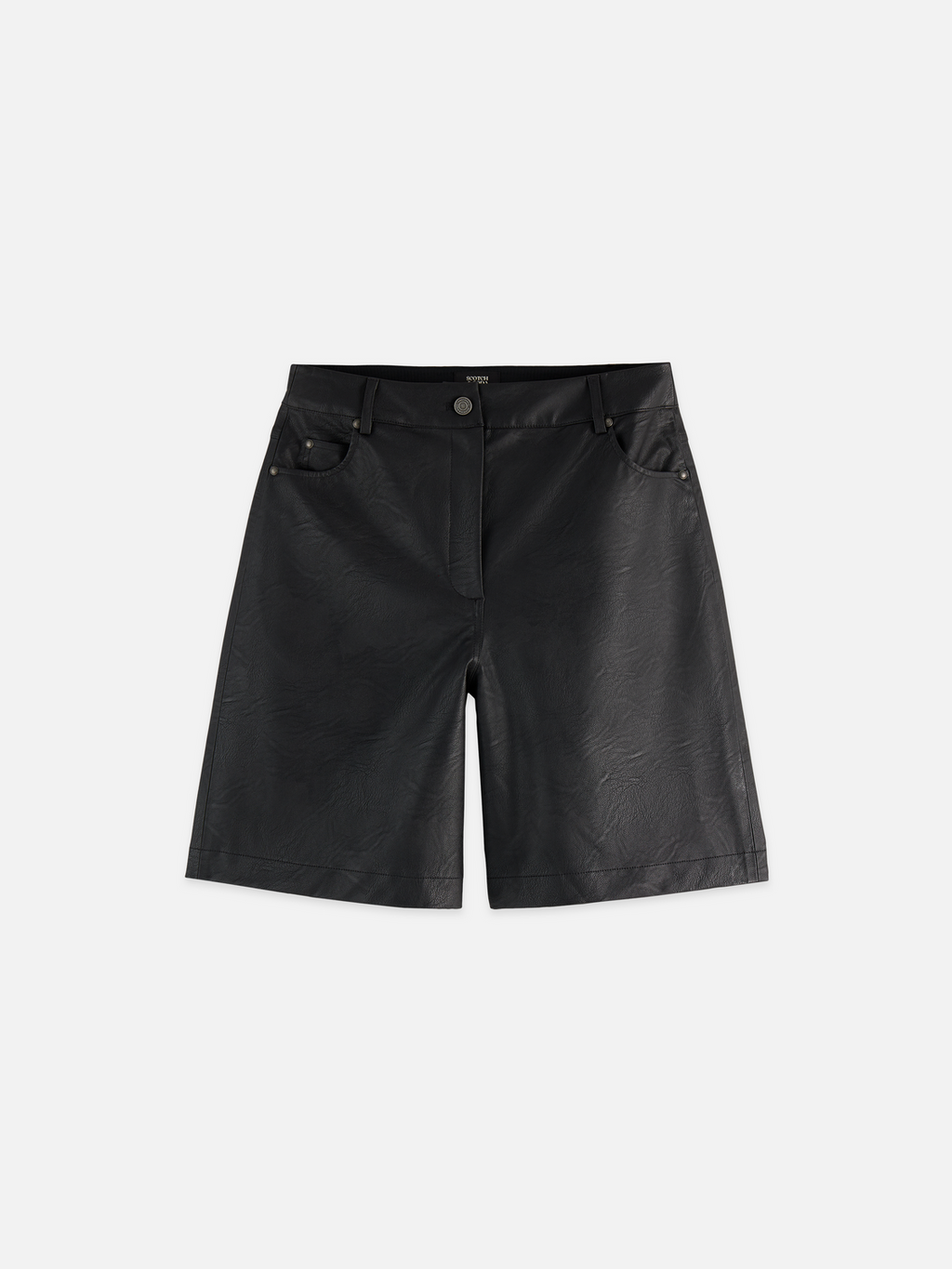 High rise faux leather short
