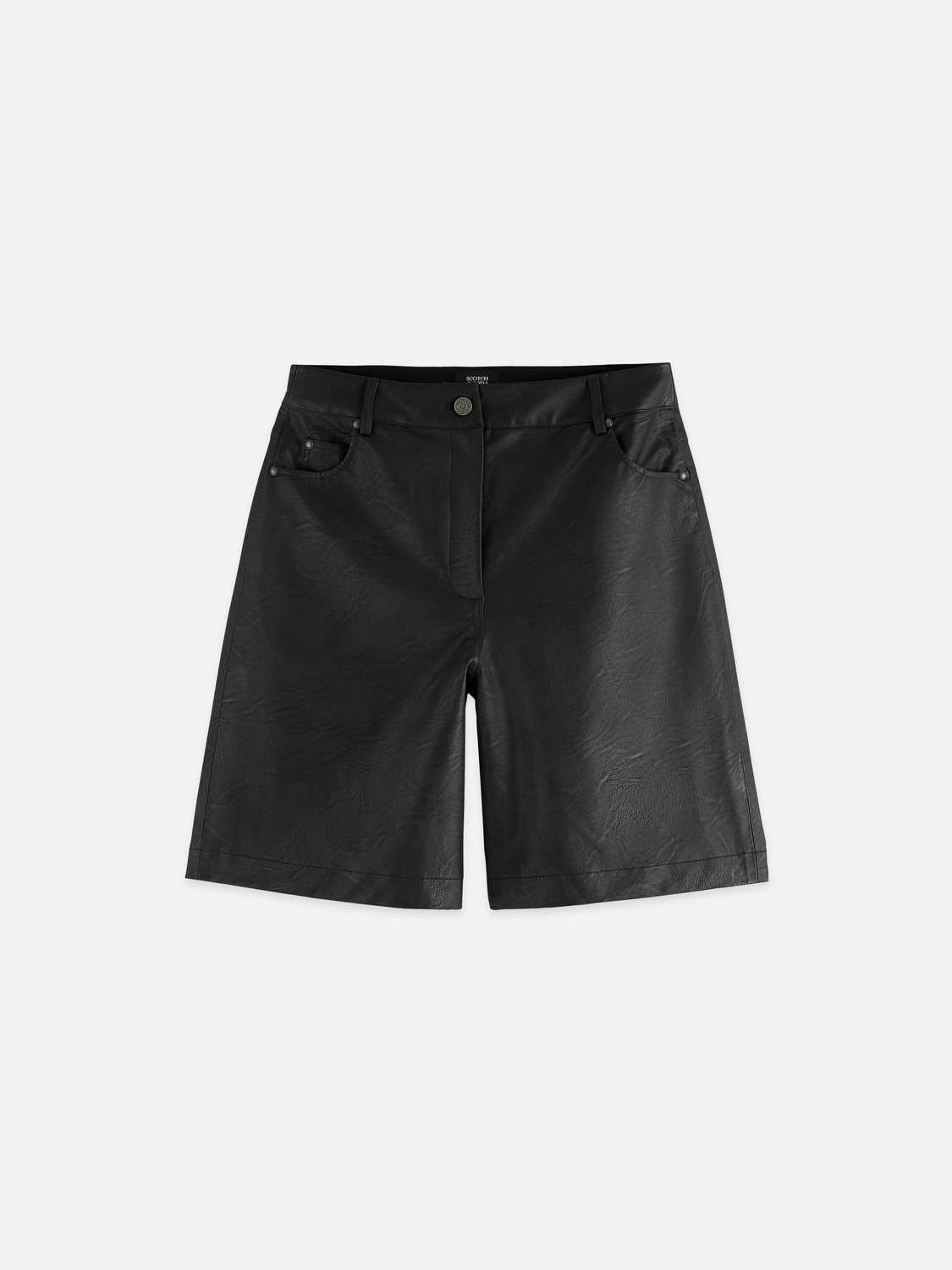 High rise faux leather short