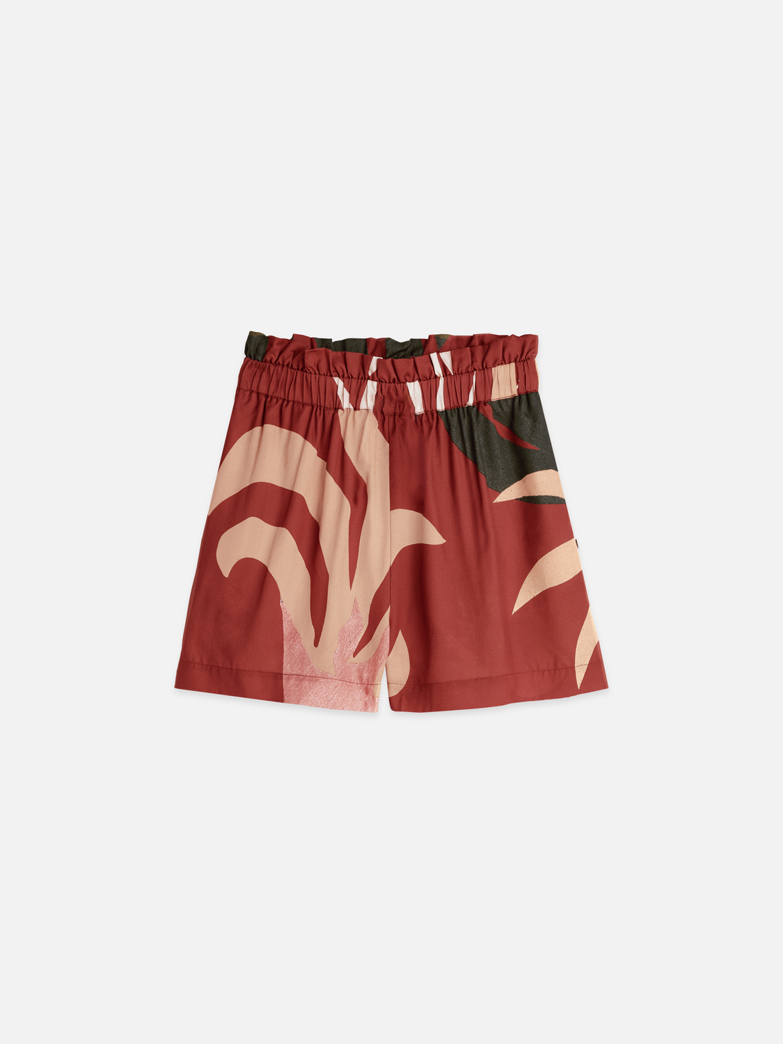 Printed high-rise elastic waist shorts