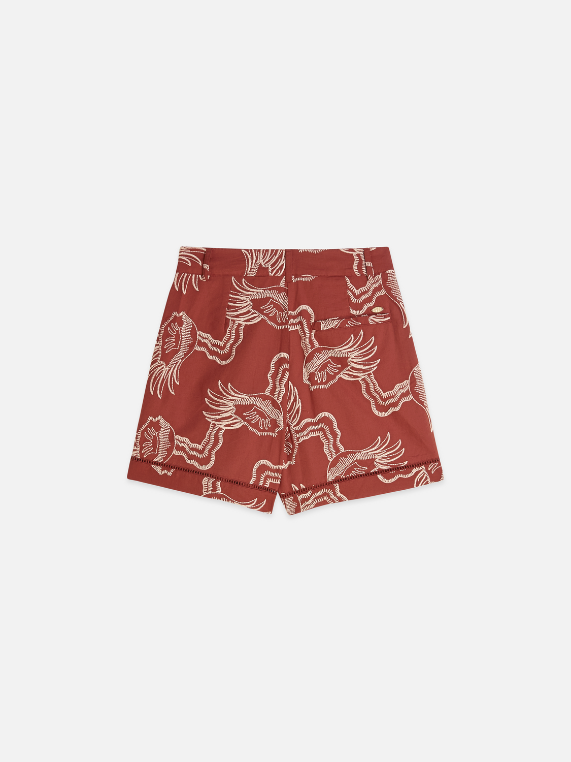 Embroidered linen blend shorts