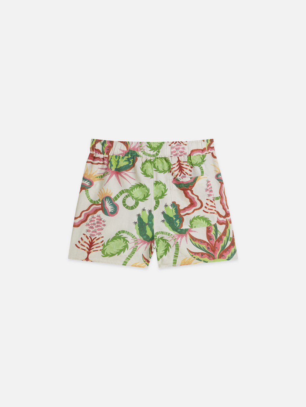 Cotton-linen elastic waist shorts
