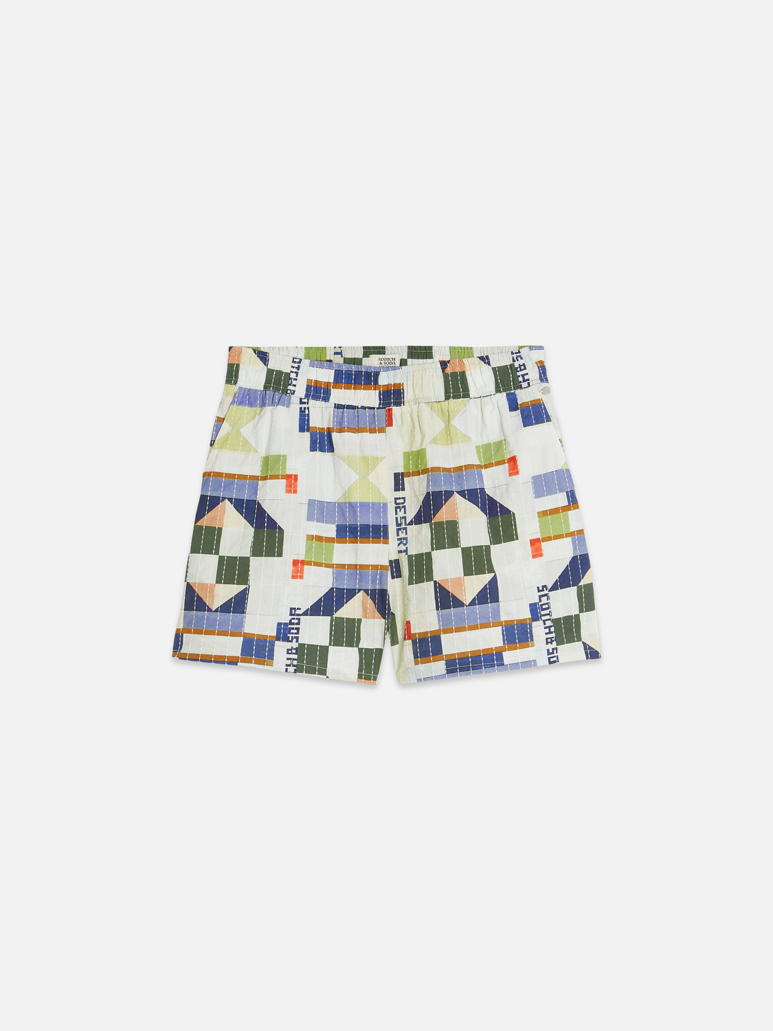 Printed and stich-embroidered shorts