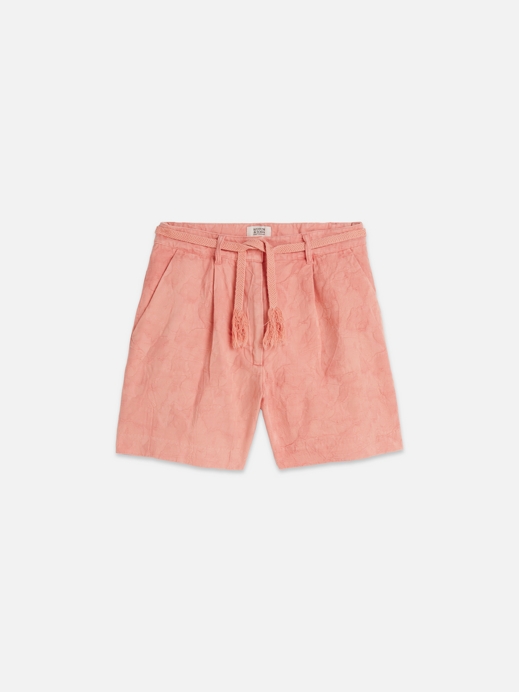 Jacquard structured high rise shorts