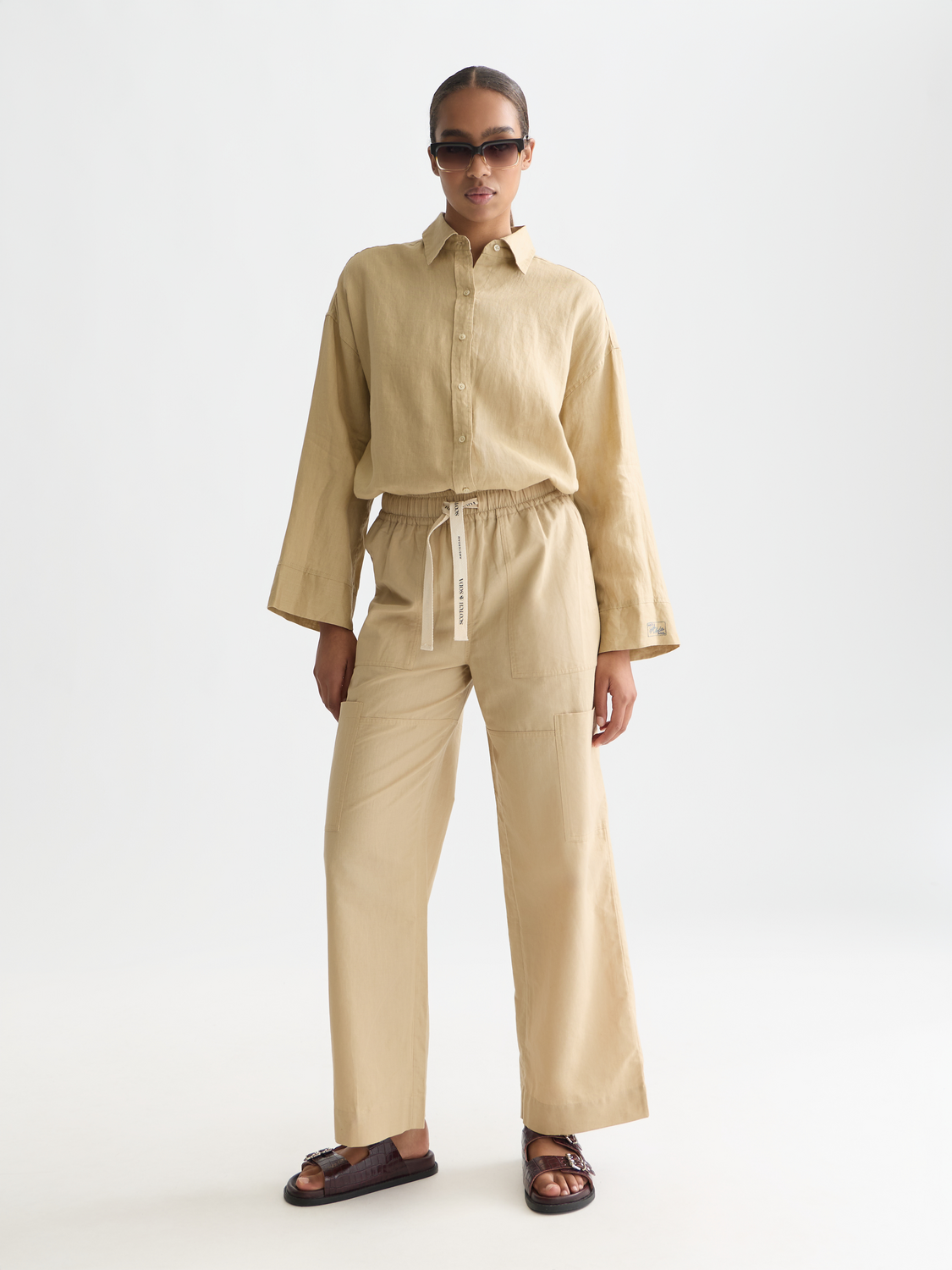 Noa linen high rise wide leg relaxed pants