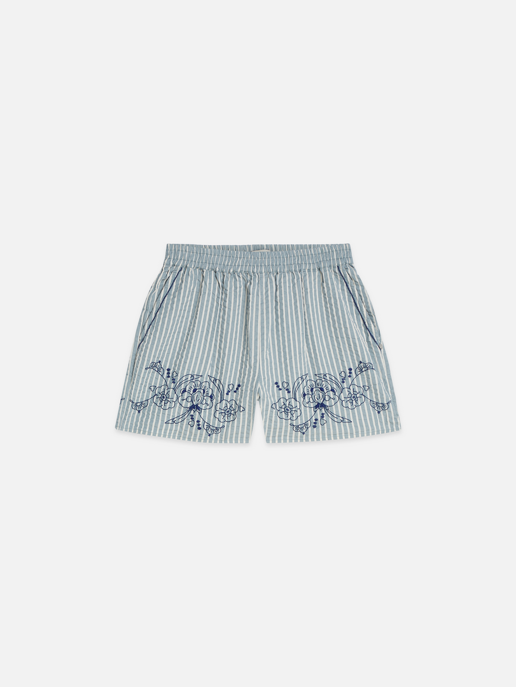 Embroidered structured shorts