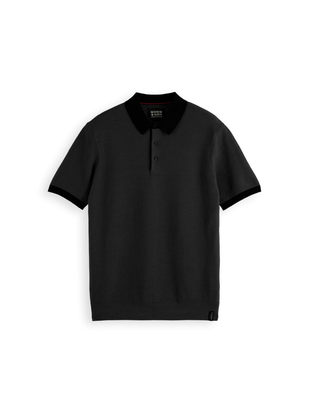 Structured knitted solid polo
