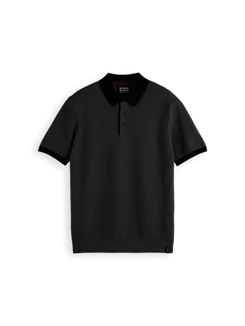 Structured knitted solid polo