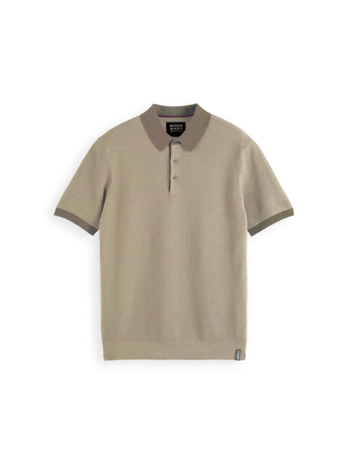 Structured knitted solid polo