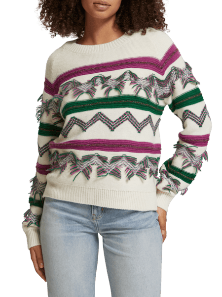 FRINGE JACQUARD PULLOVER