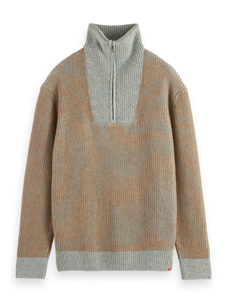 ZIP TROYER ALPACA WOOL BLEND SWEATER